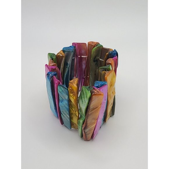 Jewelry - Shell Stretchy Bracelet Rainbow Boho Bohemian Colorful Jewelry